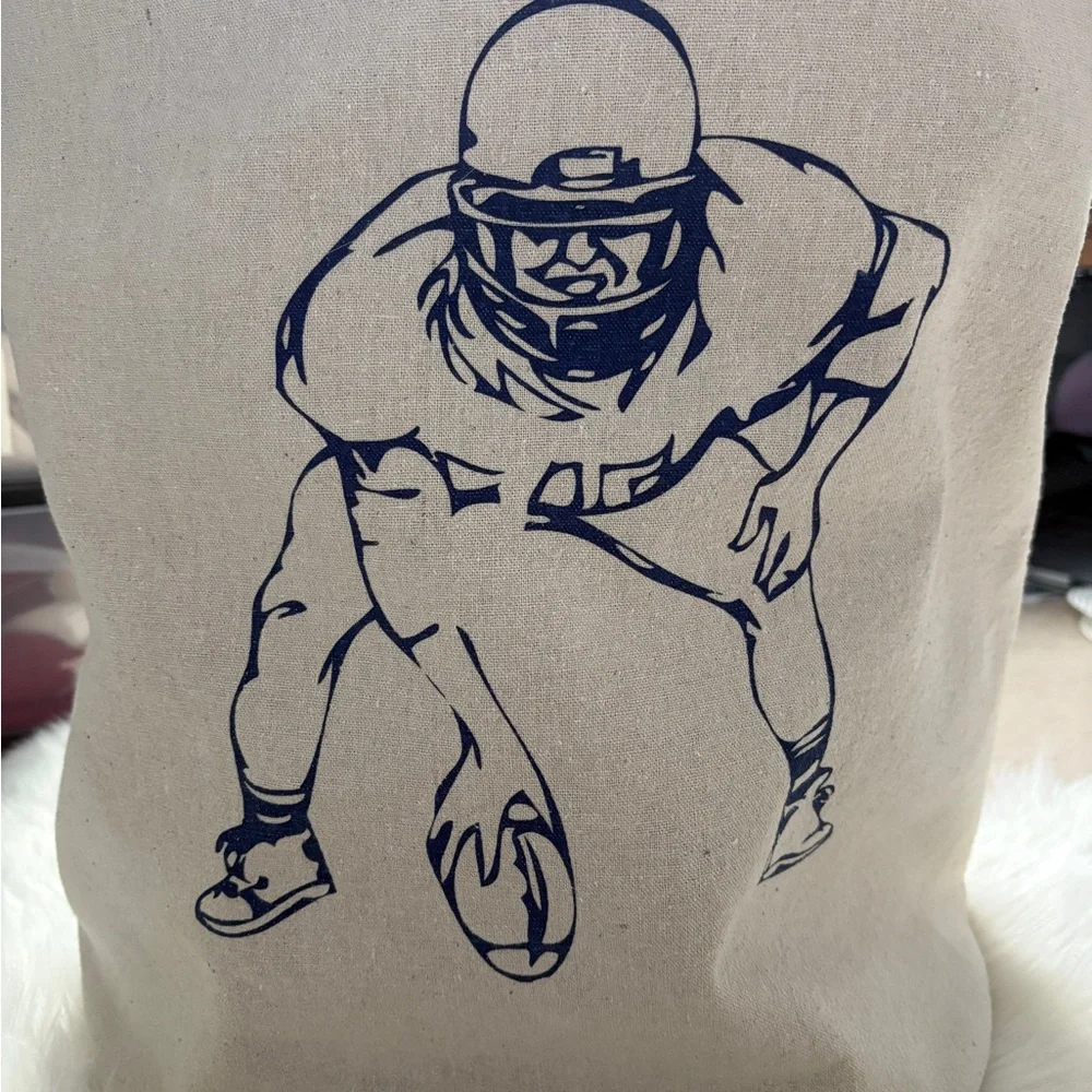 Canvas Tote with Football Player Design